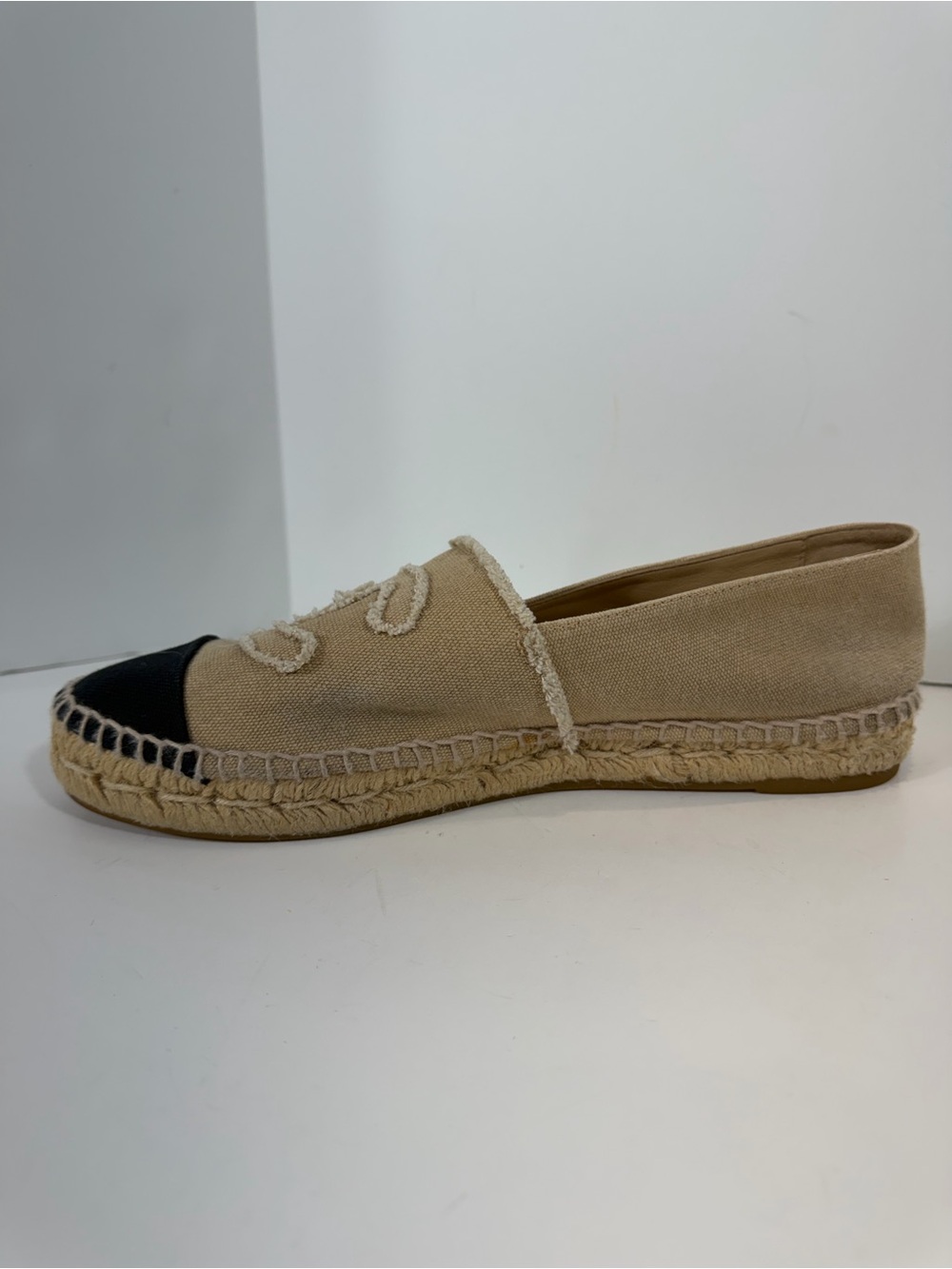 Chanel Canvas CC Logo Espadrilles - Beige & Black Cap Toe - Size 41 Us 11 - Picture 12 of 12